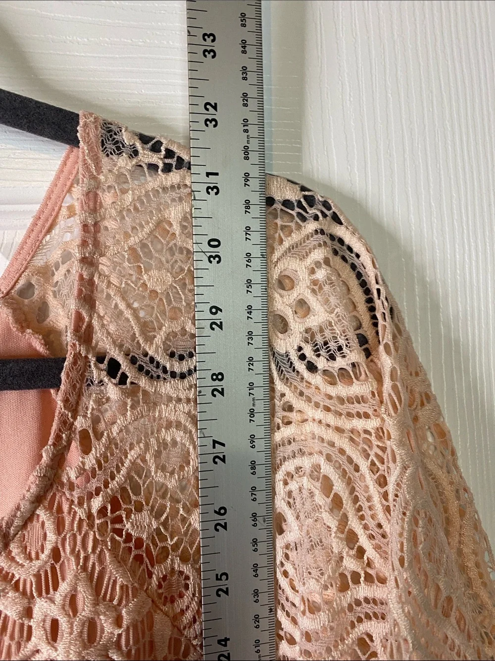 Brittany Black Peach Lace Top with Studded Accent Size2X - Picture 6 of 6